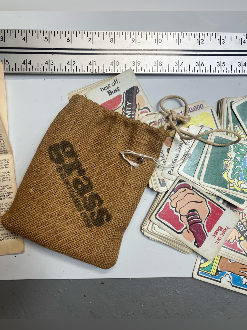 Grass Card Game Set with Drawstring Bag - Green & Brown